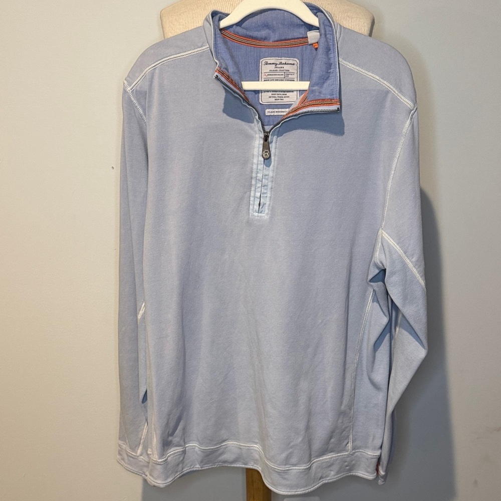 Tommy Bahama Men's Sky Blue Zip-Up Sweater